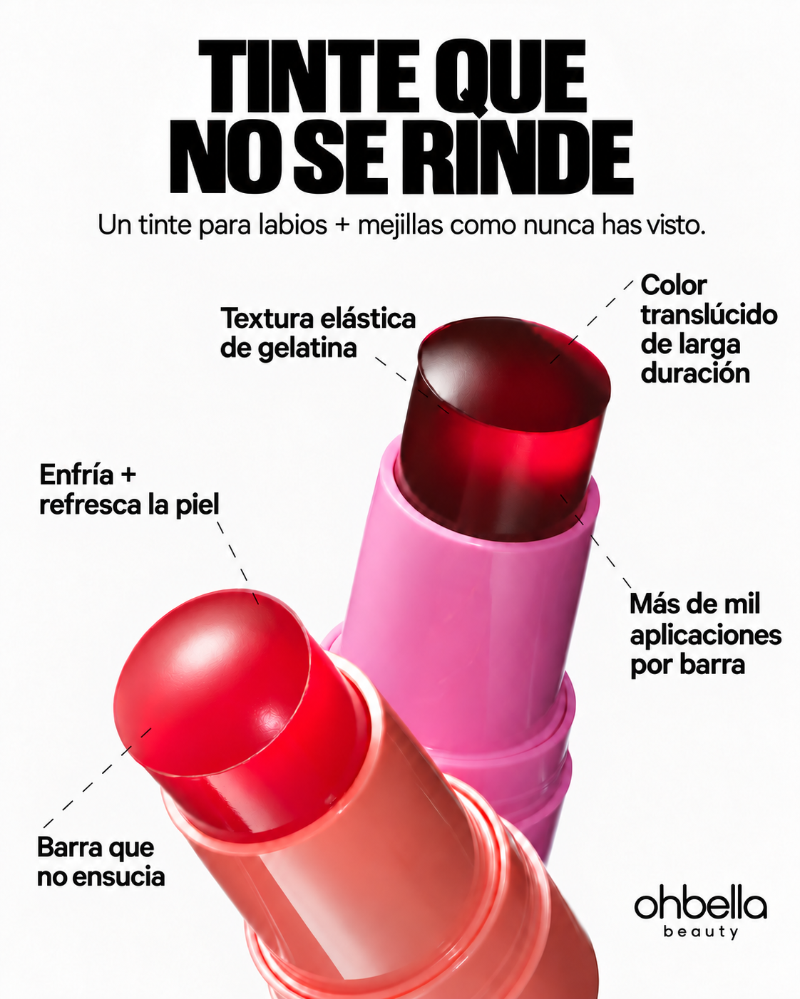 Ohbella Beauty Jelly Tint. Detalle de la textura del tinte en gel.