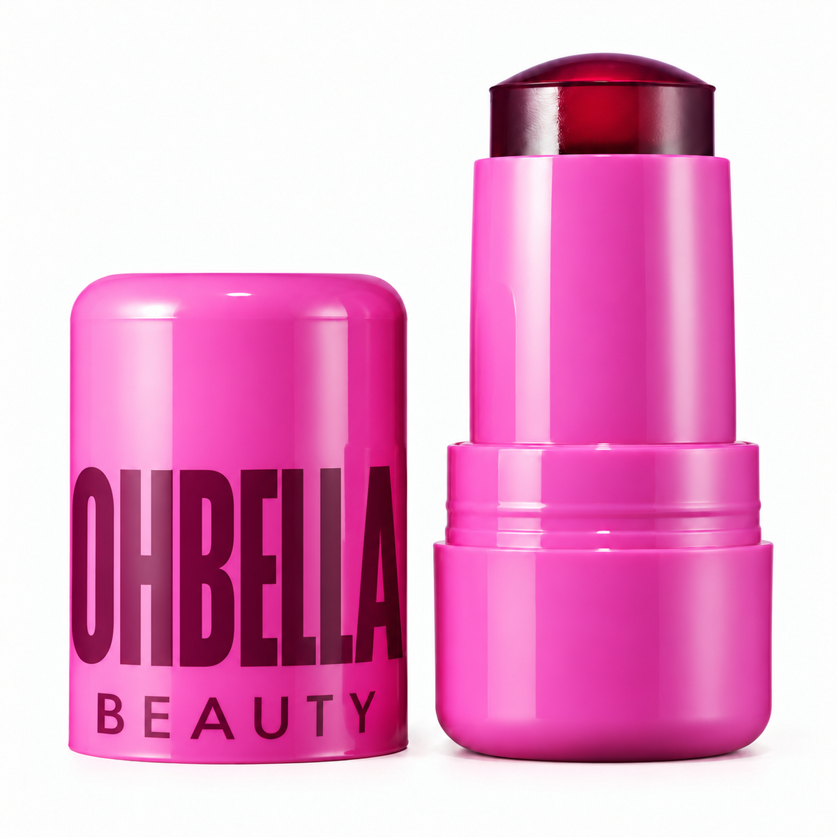 Ohbella Beauty Jelly Tint. Splash frutos rojos: stick abierto y tapa.