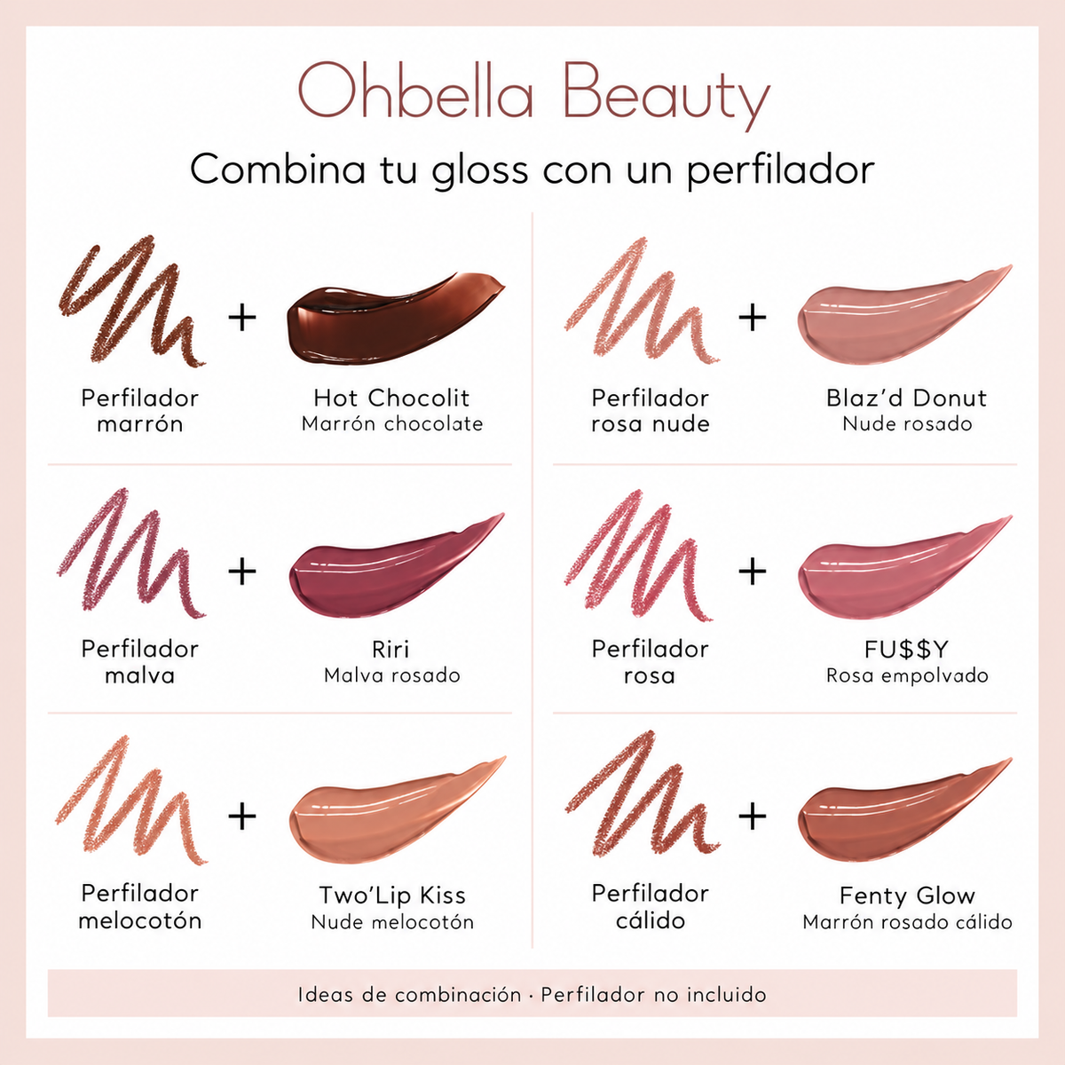 Ohbella Beauty Gloss Bomb Stix - Combinaciones con perfilador
