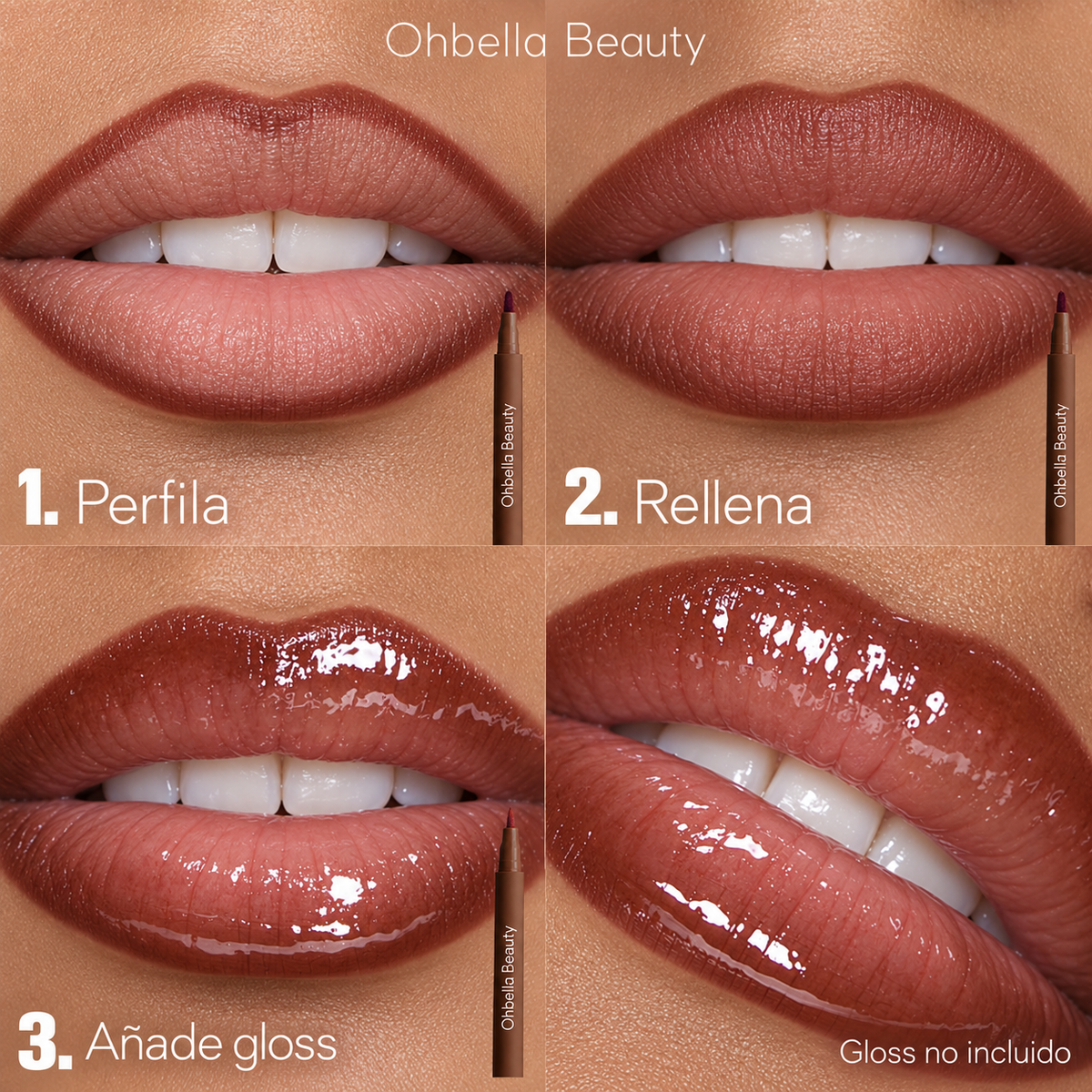 Guía de aplicación: perfila, rellena y añade gloss opcional