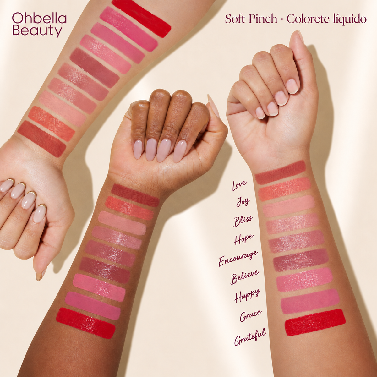 Ohbella Beauty Soft Pinch — Selección de tonos — imagen recreada de referencia